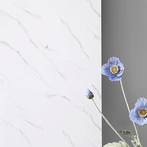 Haimin Wall Panels Peel and Stick 10 Pieces 23.6x11.8in (19.4 Sq. Ft. Coverage) Lightweight Backsplash Marble Look Tile (not Real Marble) Ideal for Kitchen Bathrooms Living Rooms Bedrooms (White-LYB) - Image 4