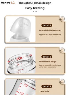 Minitutu Anti-Colic, Wide-Neck Glass Feeding Bottle With Breast-Like Nipples 80 ML, 0M+  - Image 4