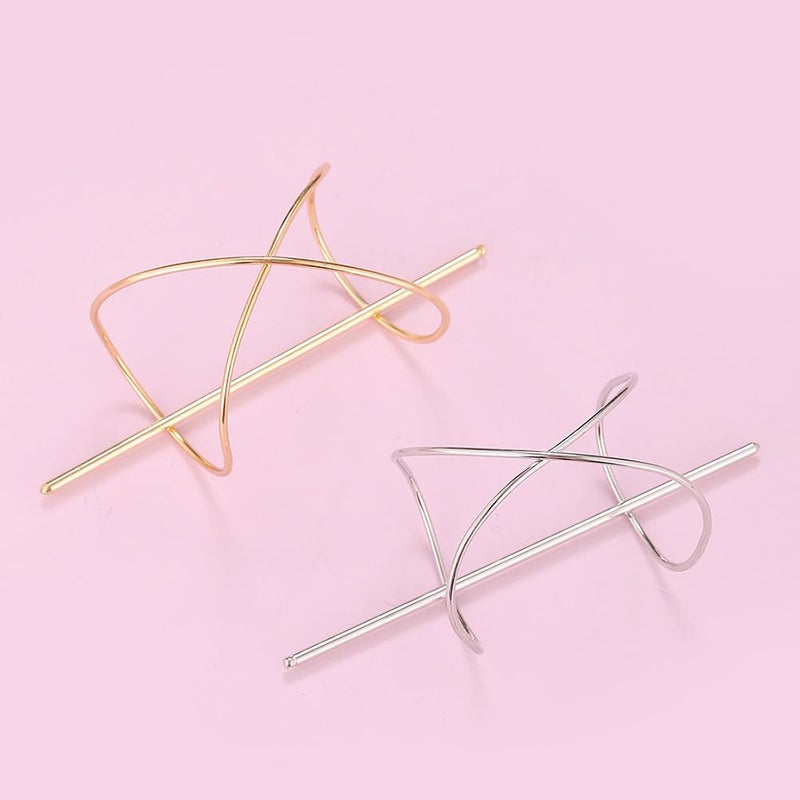 FRCOLOR Metal Hair Pins for Women 2-Pack Anti-Slip Hair Bun Holder Clips with Stick Vintage Style Slide Accessories for Secure Updos and Everyday Hairstyles - Image 2