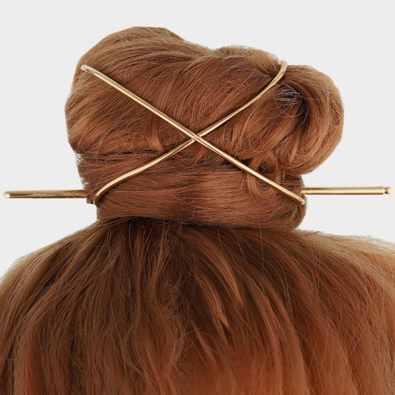 FRCOLOR Metal Hair Pins for Women 2-Pack Anti-Slip Hair Bun Holder Clips with Stick Vintage Style Slide Accessories for Secure Updos and Everyday Hairstyles - Image 4