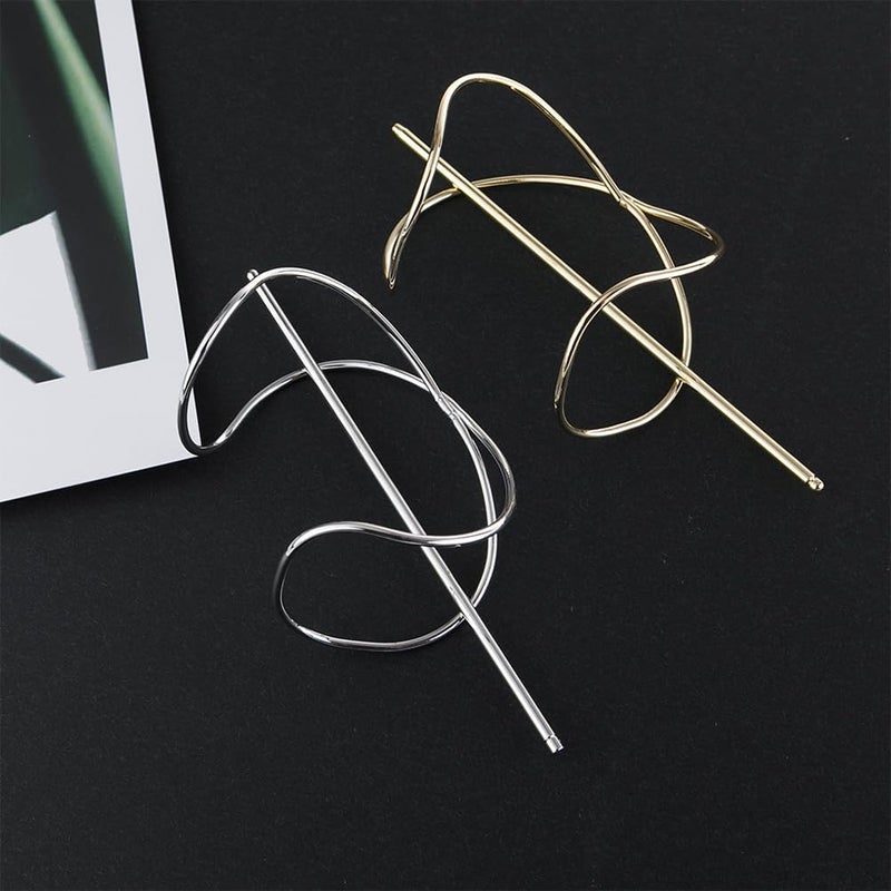 FRCOLOR Metal Hair Pins for Women 2-Pack Anti-Slip Hair Bun Holder Clips with Stick Vintage Style Slide Accessories for Secure Updos and Everyday Hairstyles - Image 3