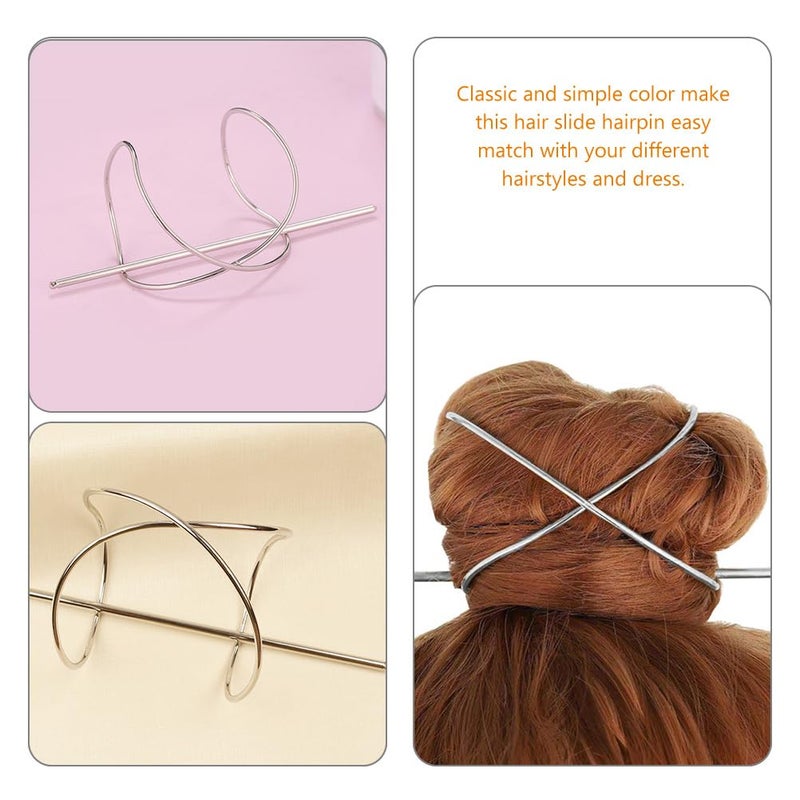 FRCOLOR Metal Hair Pins for Women 2-Pack Anti-Slip Hair Bun Holder Clips with Stick Vintage Style Slide Accessories for Secure Updos and Everyday Hairstyles - Image 5