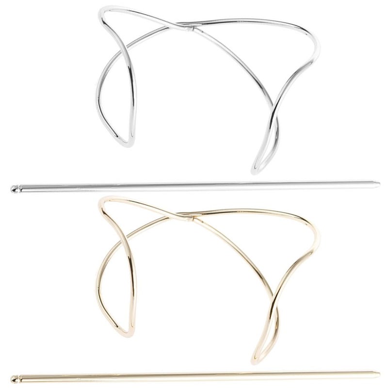 FRCOLOR Metal Hair Pins for Women 2-Pack Anti-Slip Hair Bun Holder Clips with Stick Vintage Style Slide Accessories for Secure Updos and Everyday Hairstyles - Image 1