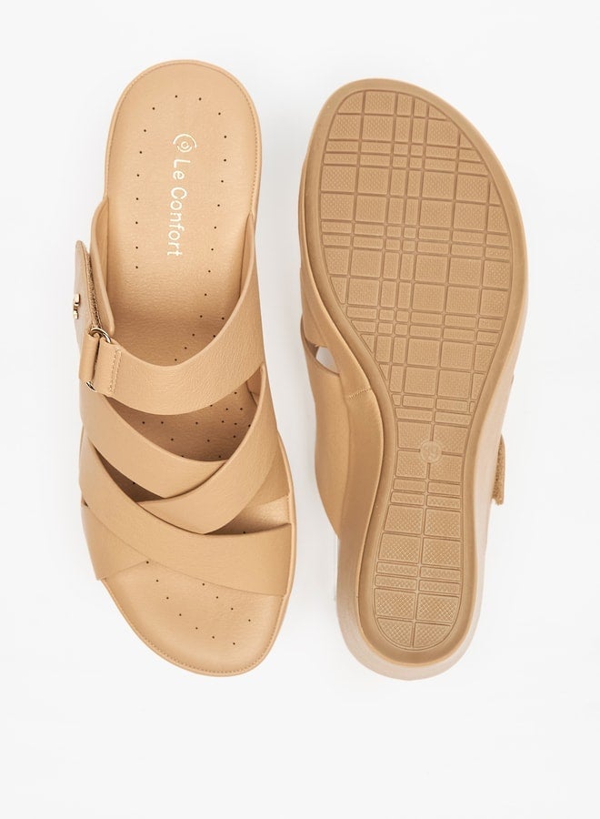 Le Confort Women's Cross Strap Slip-On Sandals with Wedge Heels - Image 4