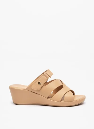 Le Confort Women's Cross Strap Slip-On Sandals with Wedge Heels