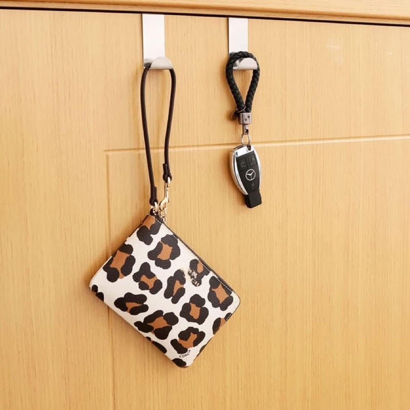 Stainless Steel Door Hanger with 5 Hooks - Heavy Duty Organizer for Towels , Clothes , and Bags - Image 2