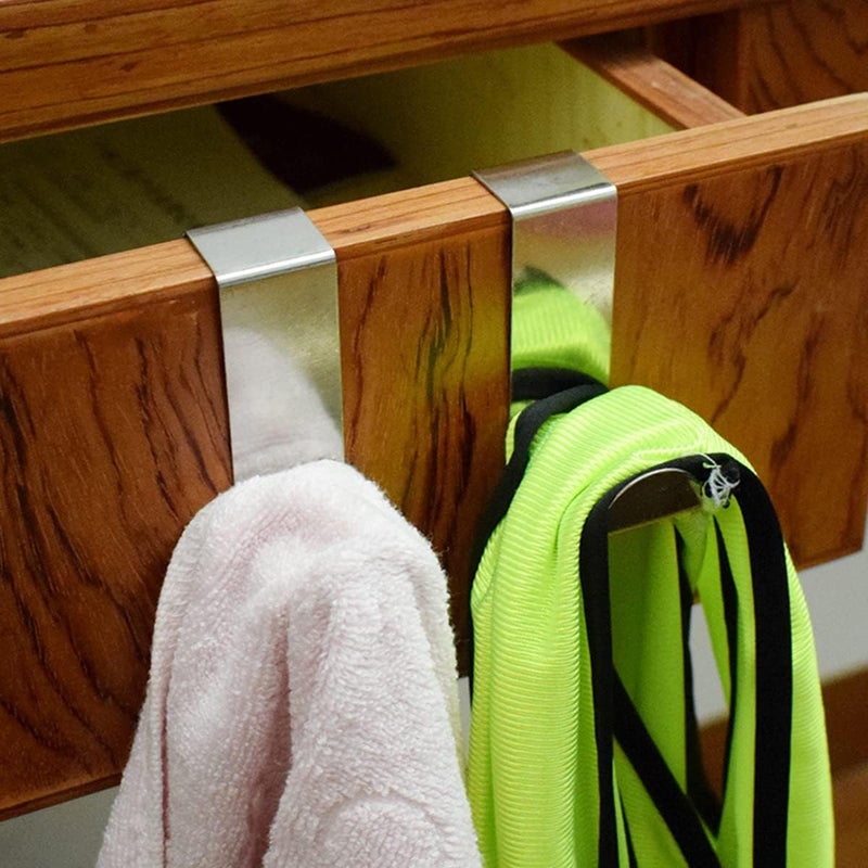 Stainless Steel Door Hanger with 5 Hooks - Heavy Duty Organizer for Towels , Clothes , and Bags - Image 4