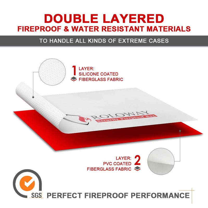 Roloway Fireproof Document & Money Bags  Large Fireproof & Water Resistant Bag (15 X 12 X 5 Inches)  Fireproof Folder Safe Bag For Cash  Valuables & Passport  With Silicone Coating & Zipper Closure - Image 4