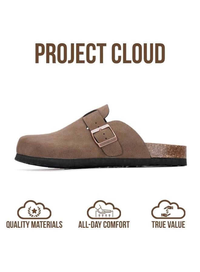 Project Cloud Genuine Leather Footbed Clogs for Women - Memory Foam Arch Support Slippers for Women - Trendy Slip-ons Women's Mules & Clogs Sandals (Benton), Brown Sugar Leather, 6 - Image 3