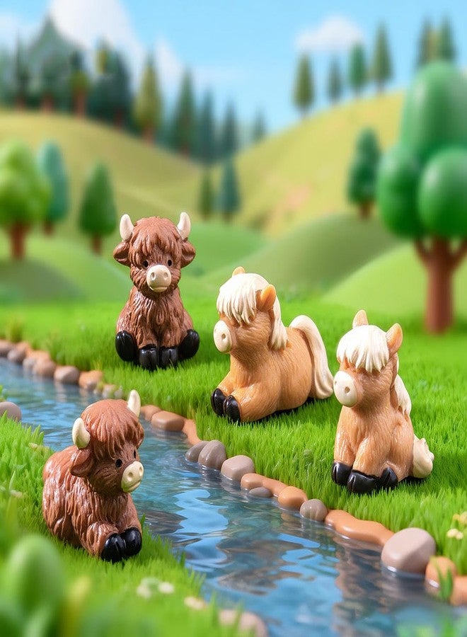 ARUNA DECOR Miniature Cow Family Set of 4 | PVC Animal Figurines for Miniature Garden Decor, Dollhouse Accessories & Unique Gifting - Image 3
