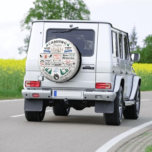 kdkdua Camping Rules Rv Spare Tire Cover, Camper Spare Tire Cover for RV Trailer, Camper Wheel Protectors Weatherproof Universal for Trailer Rv SUV Truck Travel Trailers (17 inch) - Image 5