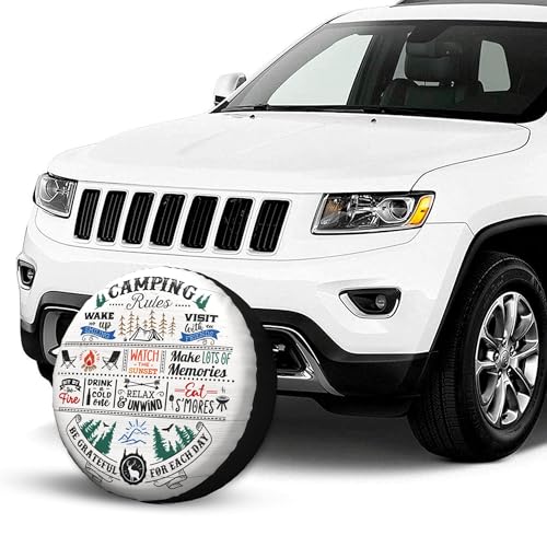 kdkdua Camping Rules Rv Spare Tire Cover, Camper Spare Tire Cover for RV Trailer, Camper Wheel Protectors Weatherproof Universal for Trailer Rv SUV Truck Travel Trailers (17 inch) - Image 3
