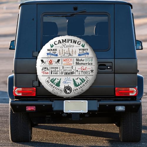 kdkdua Camping Rules Rv Spare Tire Cover, Camper Spare Tire Cover for RV Trailer, Camper Wheel Protectors Weatherproof Universal for Trailer Rv SUV Truck Travel Trailers (17 inch) - Image 4