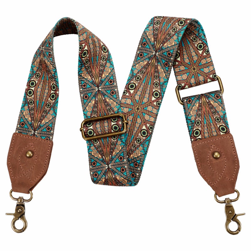 Nefelibata Purse Strap, 2"Cowhide Head Wide Shoulder Strap Adjustable Replacement,Retro Personalized Printing Multi-pattern Crossbody Bag Straps for Handbag,Crossbody Bags,Shoulder Bags(Bohemian style) - Image 1