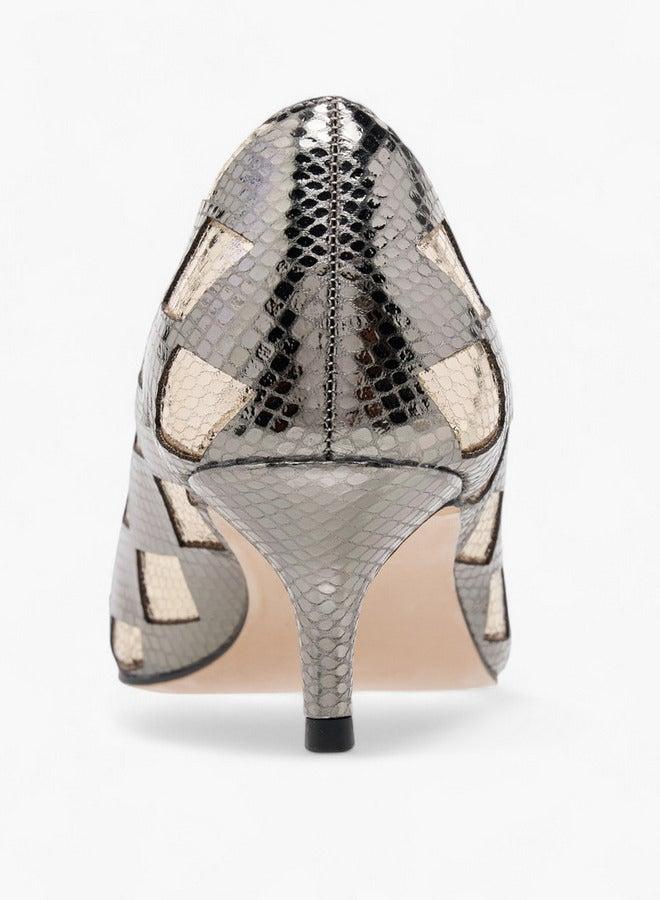 ايل حذاء نسائي بكعب رفيع مدبب بنقوش - Image 5