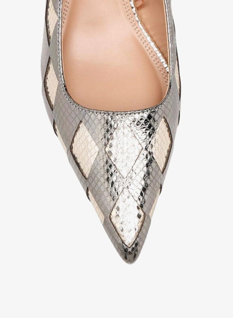 ELLE Women's Textured Pointed Toe Pumps with Kitten Heels - Image 4