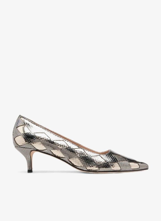 ELLE Women's Textured Pointed Toe Pumps with Kitten Heels - Image 3