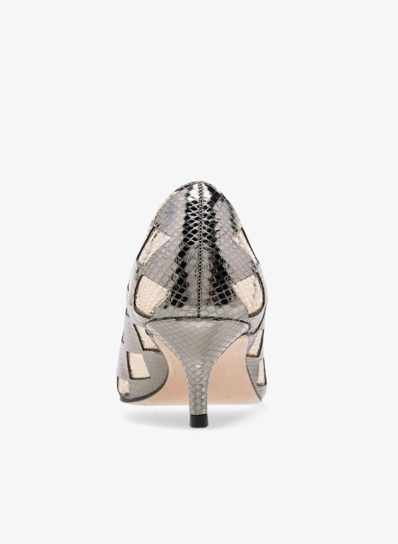 ELLE Women's Textured Pointed Toe Pumps with Kitten Heels - Image 5