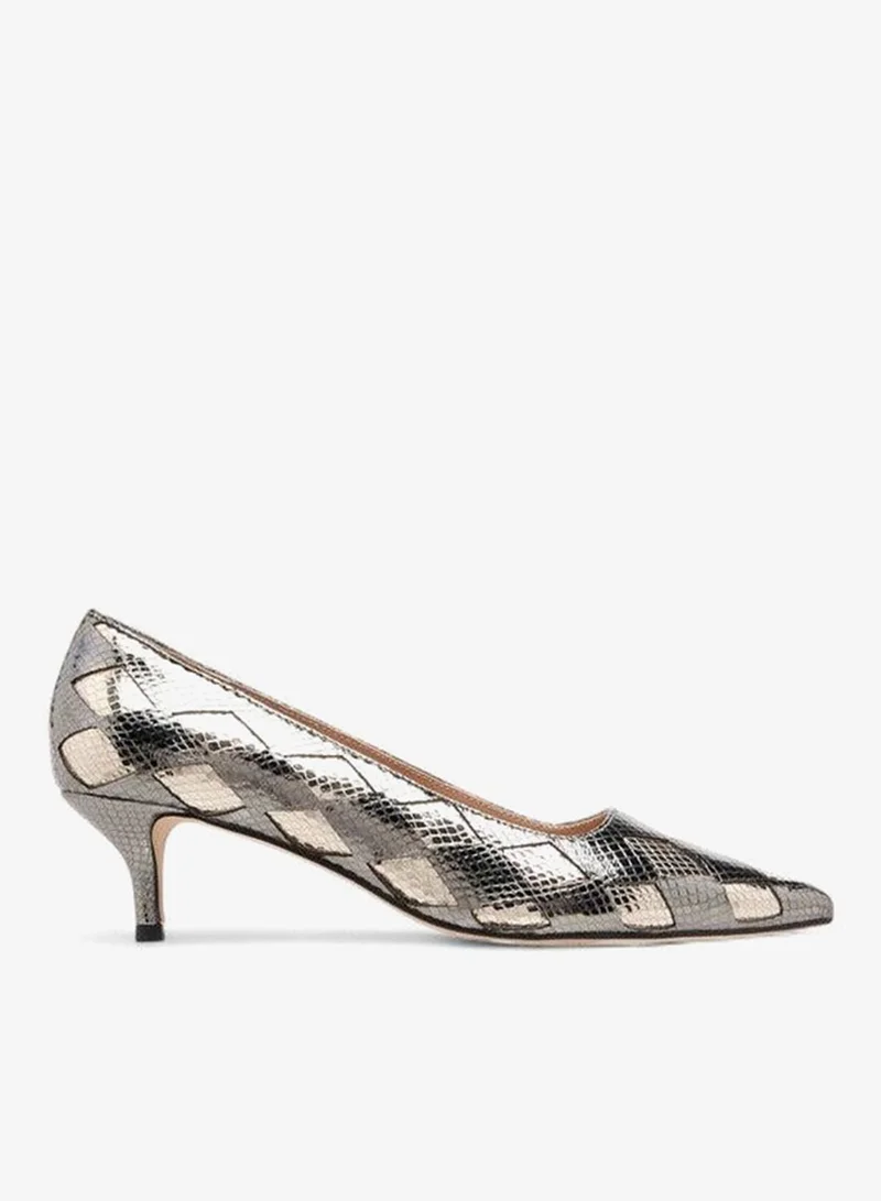 ELLE Women's Textured Pointed Toe Pumps with Kitten Heels