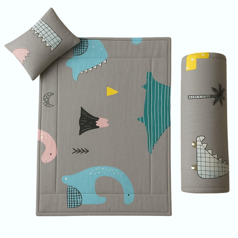 ZIKKU Baby Bedding Set for Newborn - 3 Piece Complete Set with Quilt Blanket Pillow & Changing Pad | Cute Animal Print Design | Cotton Baby Bed Set | Nursery Essentials Gift (Grey) - Image 1
