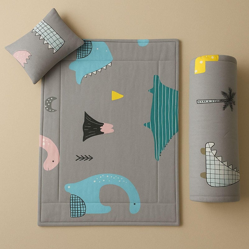 ZIKKU Baby Bedding Set for Newborn - 3 Piece Complete Set with Quilt Blanket Pillow & Changing Pad | Cute Animal Print Design | Cotton Baby Bed Set | Nursery Essentials Gift (Grey) - Image 4