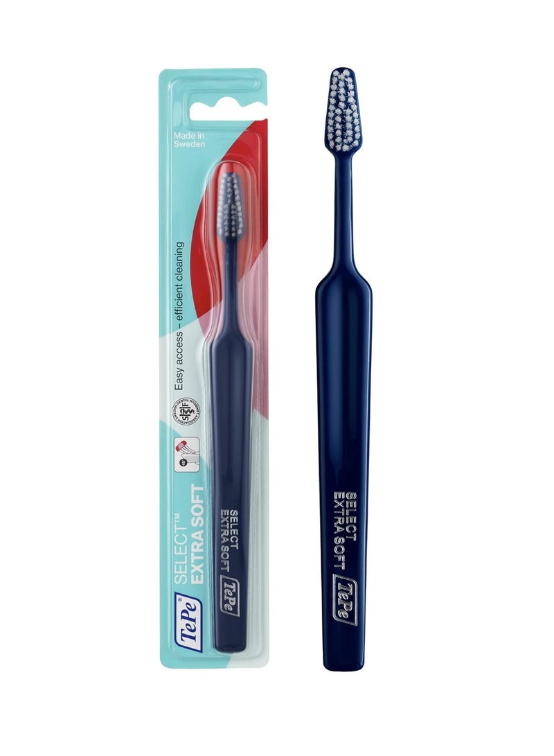 TePe Select Extra Soft Toothbrush, Adult Extra Soft-Bristle Toothbrush with Tapered Head and Angled Neck, Pack of 1 - Image 1