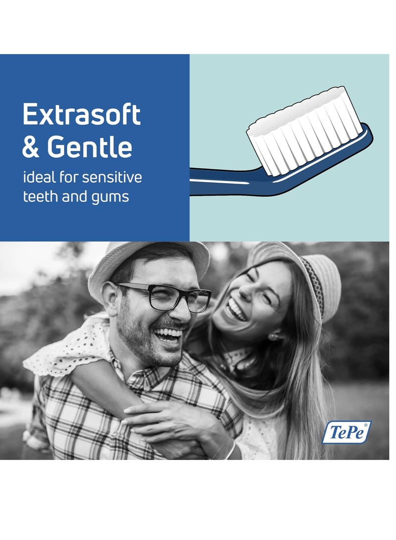 TePe Select Extra Soft Toothbrush, Adult Extra Soft-Bristle Toothbrush with Tapered Head and Angled Neck, Pack of 1 - Image 2