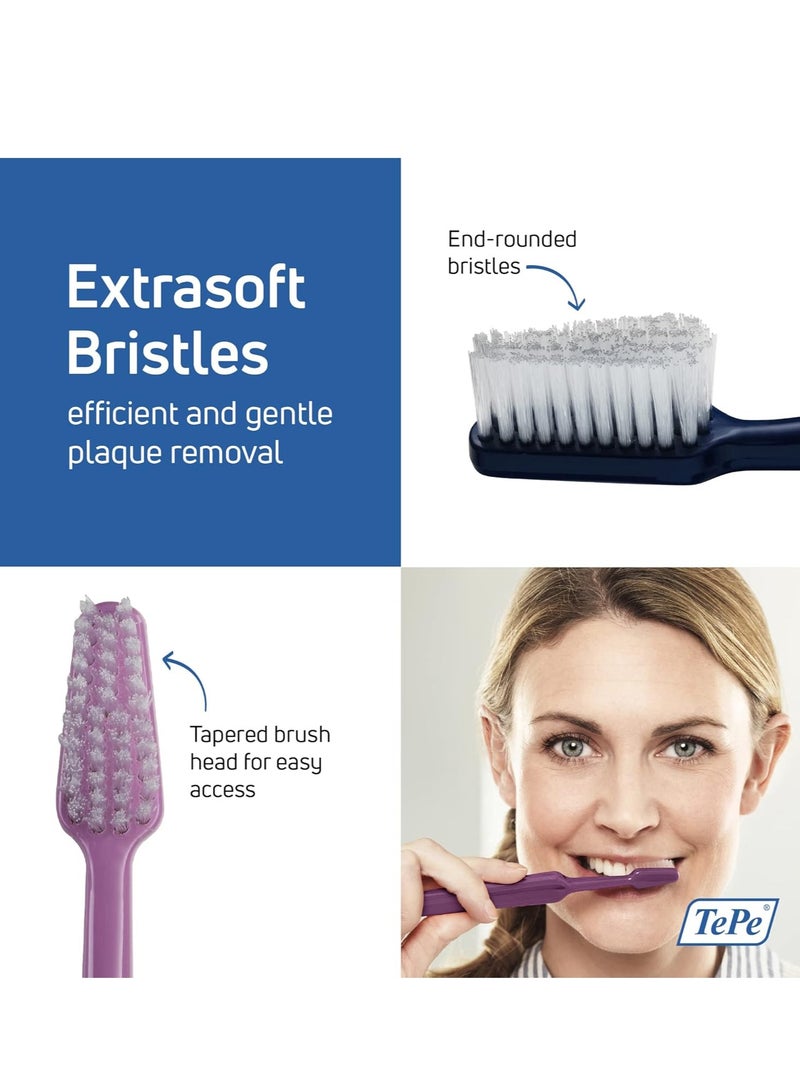 TePe Select Extra Soft Toothbrush, Adult Extra Soft-Bristle Toothbrush with Tapered Head and Angled Neck, Pack of 1 - Image 5