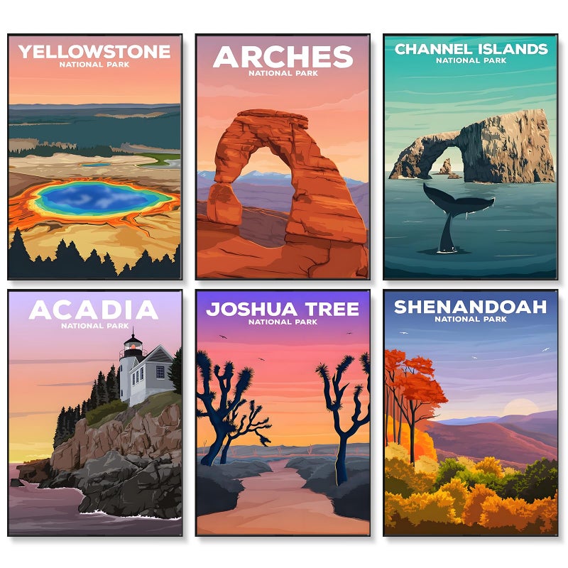 Okarina 6 Pack Paint by Numbers Kit for Adults Beginner, National Park Adult Paint by Number Kits on Canvas, DIY Acrylic Oil Painting by Numbers Kits, Perfect for Home Decor 10x14 Inch - Image 1