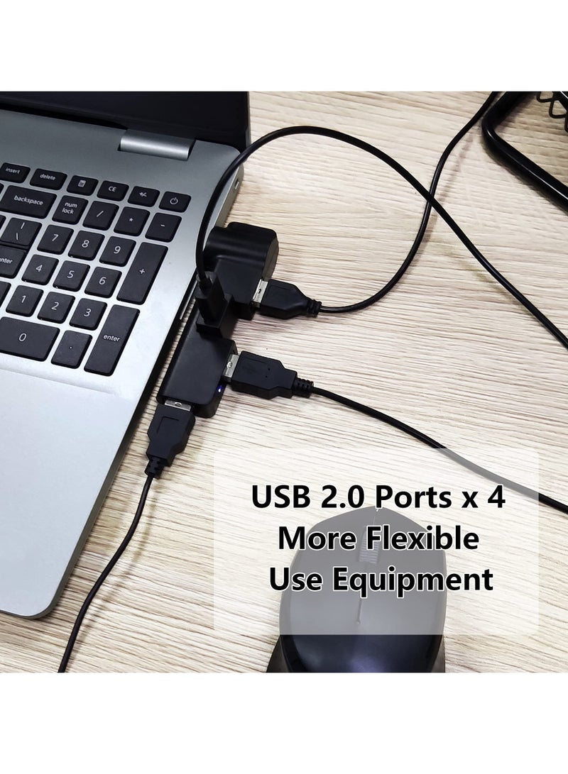 SYOSI USB Hub, 4-Port Slim USB Splitter Degree rotatable USB Expansion allocator, for PC, Laptop, Keyboard, Mouse, Hard Drives and Other USB 2.0 Adapter - Image 2