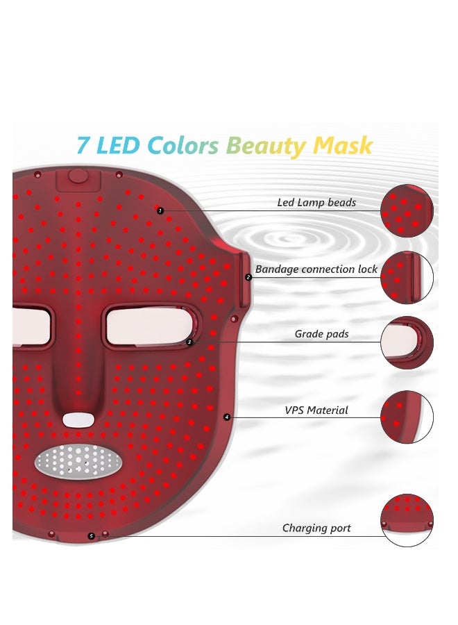 Led Face Mask Light Therapy, Red Light Therapy for Face, 7 Color Led Light Therapy, PDT Technology Red Light Mask for Winkles, Suitable for All Skin Types, Lightweight and Rechargeable - Image 5
