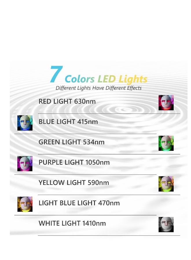 Led Face Mask Light Therapy, Red Light Therapy for Face, 7 Color Led Light Therapy, PDT Technology Red Light Mask for Winkles, Suitable for All Skin Types, Lightweight and Rechargeable - Image 3