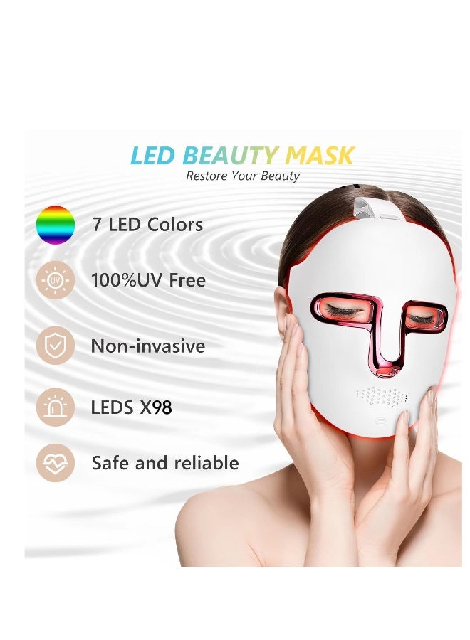Led Face Mask Light Therapy, Red Light Therapy for Face, 7 Color Led Light Therapy, PDT Technology Red Light Mask for Winkles, Suitable for All Skin Types, Lightweight and Rechargeable - Image 4