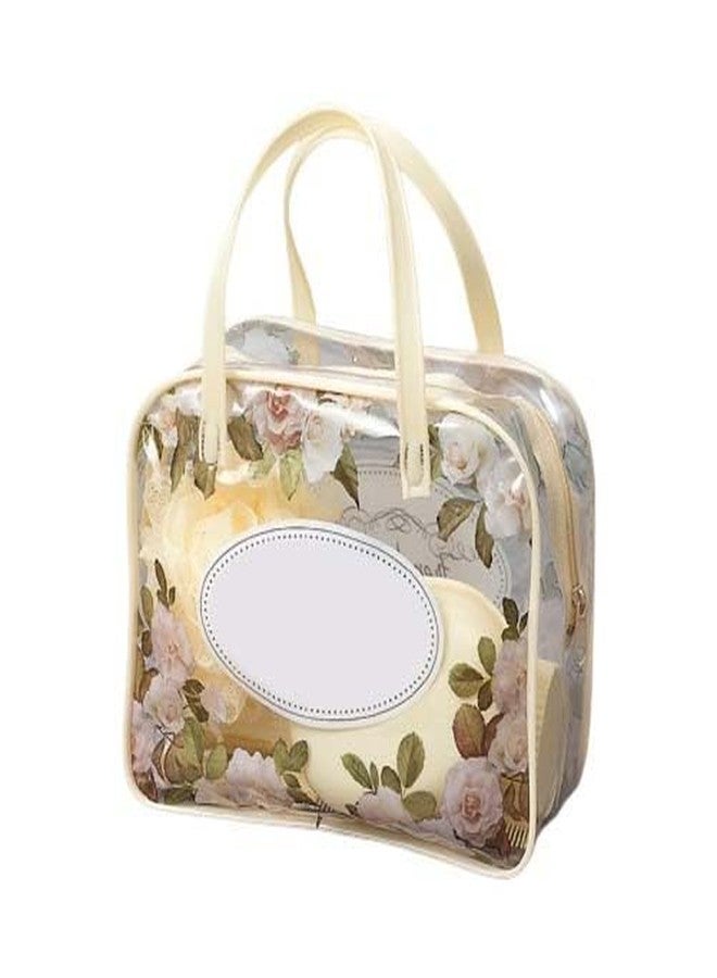DCELLA Waterproof Floral Design Plastic Cosmetic Bags Travel PVC Vinyl Toiletry Vanity Kit Bag with Zipper Make-Up Case Organizer Bag - Image 1