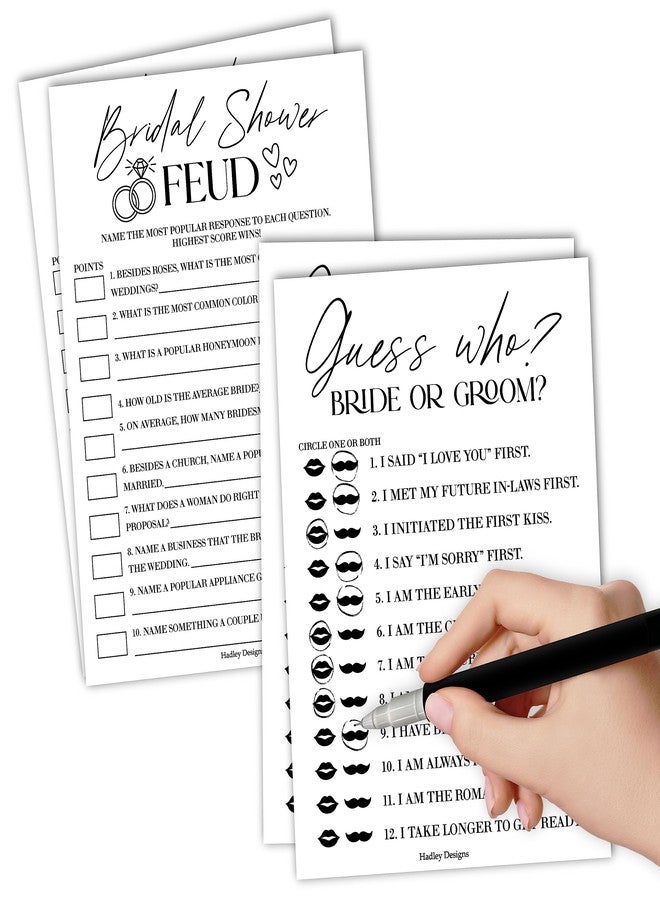 Hadley Designs 20 Minimalist Bridal Shower Games-Couples Wedding Shower Games, Bridal Games, He Said She Said Games, Family Feud Game - Image 1
