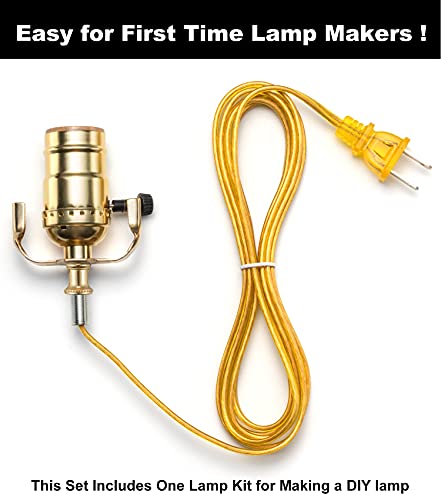 Qc Lamp Rewire Kit, Lamp Kits for Do It Yourself, Lamp Repair Kit with 3-Way Lamp Socket and Essential Hardware, 12 Ft Lamp Cord Replacement, Lamp Rewiring Kit for Table Lamps and Floor Lamps (Gold) - Image 3