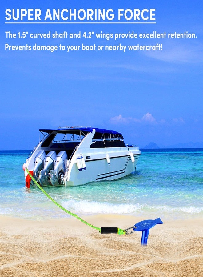 VEITHI 18 Inch Sand Anchor for Boat, Aluminum Spike Beach Anchor for Boats Lightweight and Non Rust, Winged Boat Anchor Keeps Watercraft Securely Anchored Near Shore, Beach or Shallow Water (Blue) - Image 4