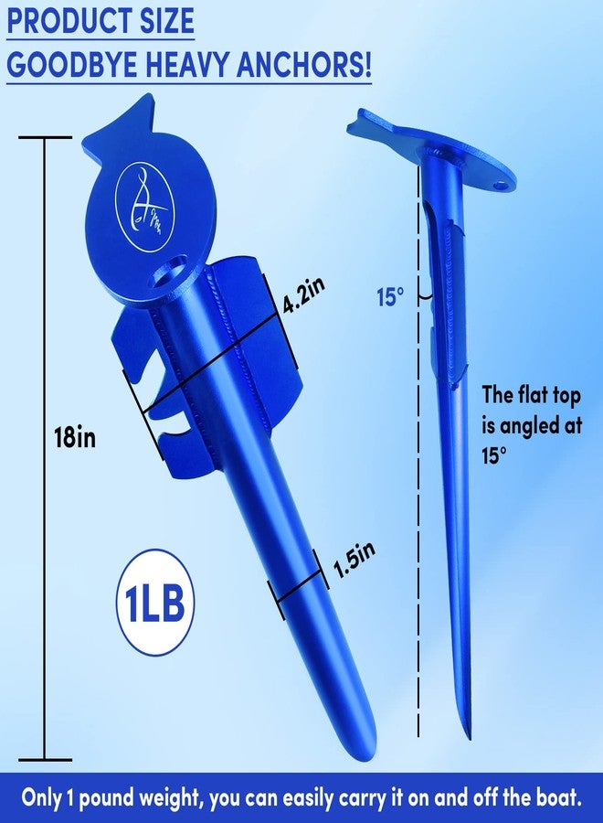 VEITHI 18 Inch Sand Anchor for Boat, Aluminum Spike Beach Anchor for Boats Lightweight and Non Rust, Winged Boat Anchor Keeps Watercraft Securely Anchored Near Shore, Beach or Shallow Water (Blue) - Image 3