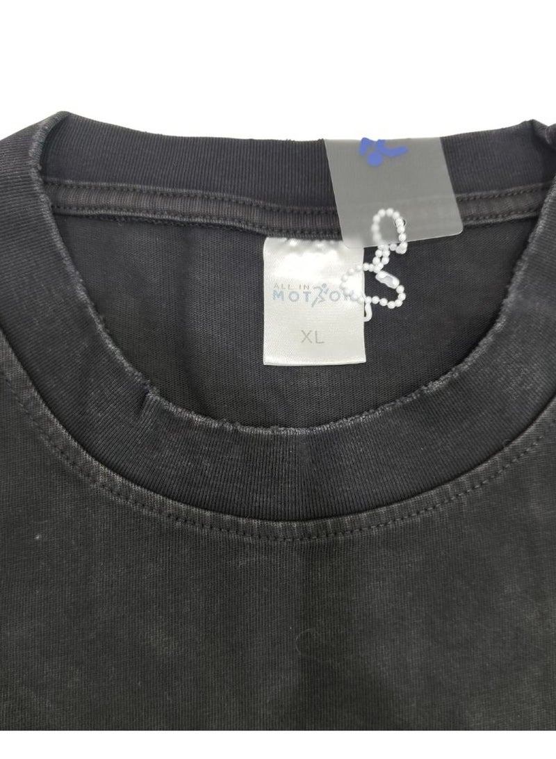 Mei Stylish Unisex Vintage Casual Loose Shoulder Oversize Short Sleeve Baggy Crew Neck T-shirt - Image 4