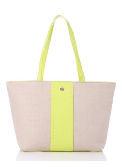 Vertical Leather Detail For Linen Essential Shoulder Bag