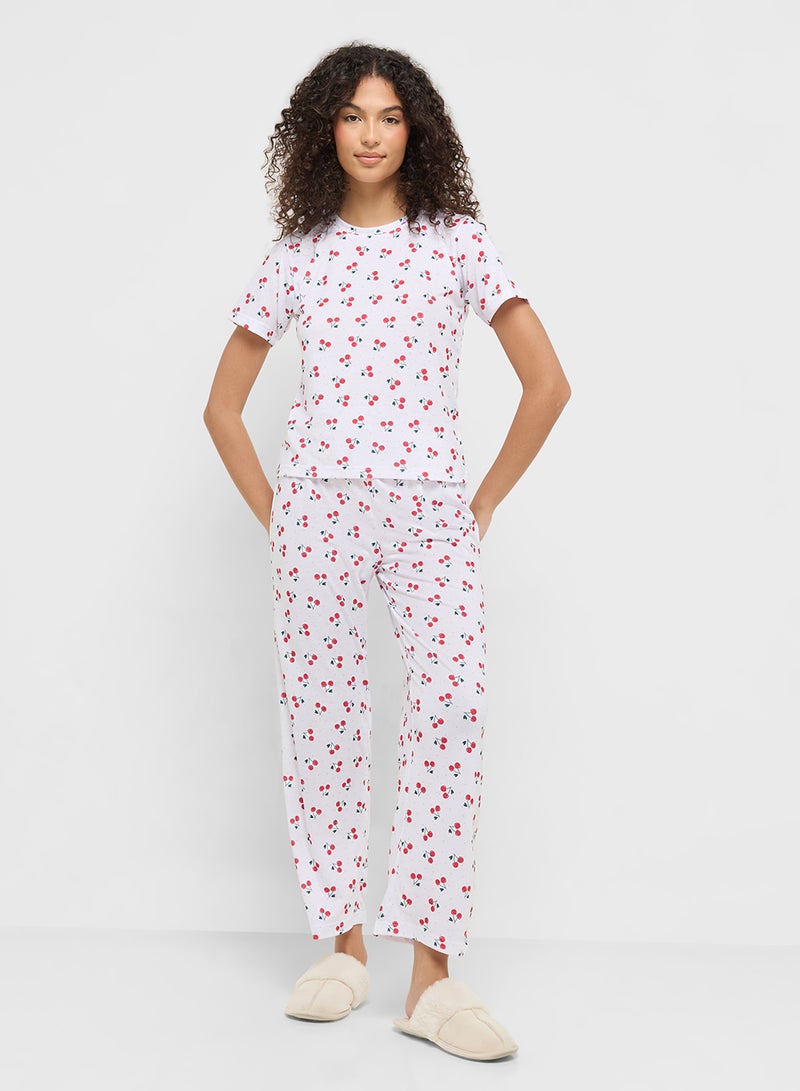 Ginger Cotton Cherry Print T-Shirt & Pyjama Set  - Image 5