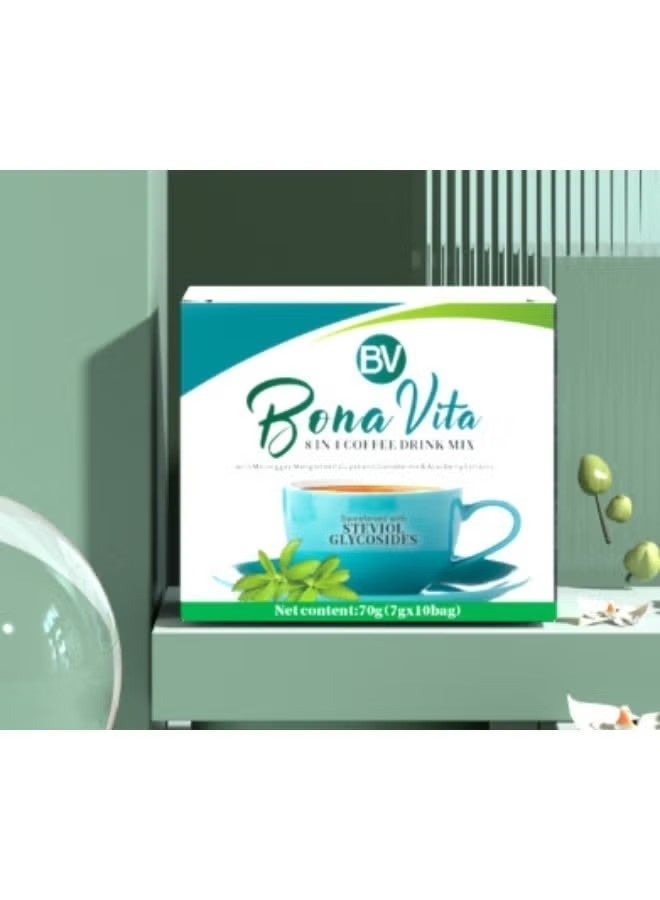 بي في Bona Vita 8-in-1 Superfood Coffee Drink with Soursop, Moringa, Mangosteen, Guyabano, Acai Berry & Ganoderma  100٪ كل تعزيز الطاقة الطبيعية، دعم المناعة، مضادات الأكسدة الغنية  نباتية وغير المعدلة وراثياً - Image 4