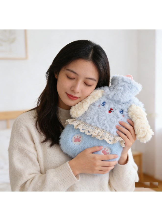 قربة ماء ساخن سعة 1000 مل مع غطاء ناعم مانع للتسرب، حقيبة يد طويلة ودافئة من القطيفة، قابلة لإعادة الاستخدام، مناسبة للنساء والفتيات، حقيبة ماء ساخن محمولة للمكتب والمنزل والسرير - Image 2