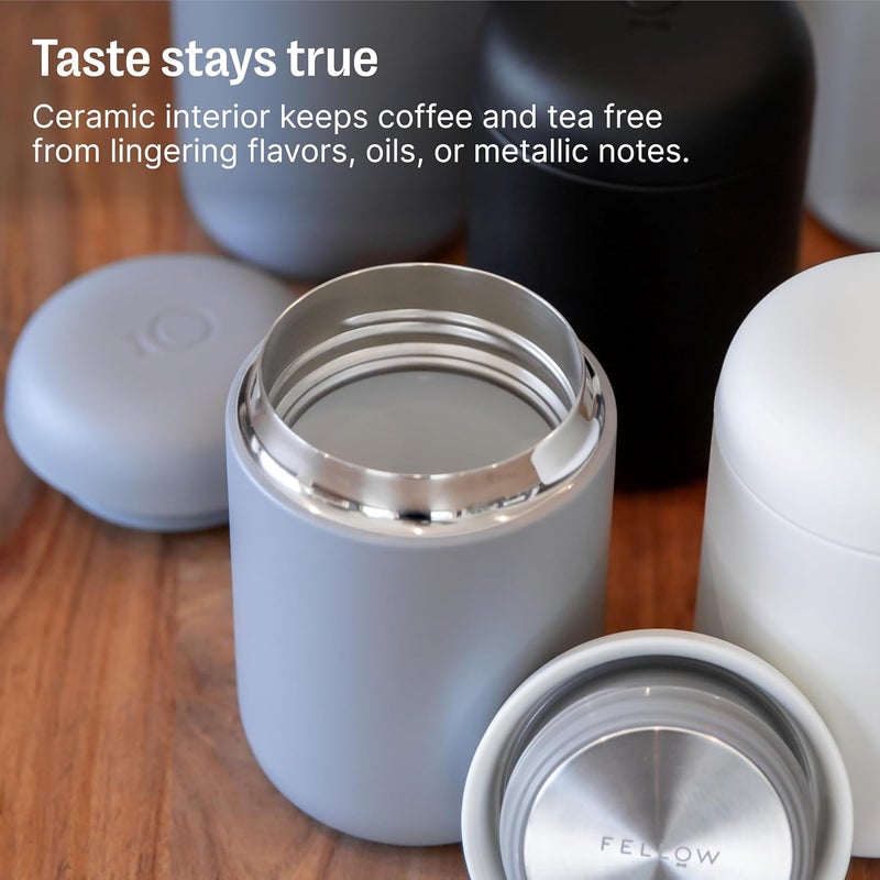 Fellow 12 oz Carter Wide Travel Mug  Wide Mouth VacuumInsulated Stainless Steel Coffee Mug  Tea and Coffee Tumbler  Travel Coffee Mug with Ceramic Interior  Stone Blue - Image 5