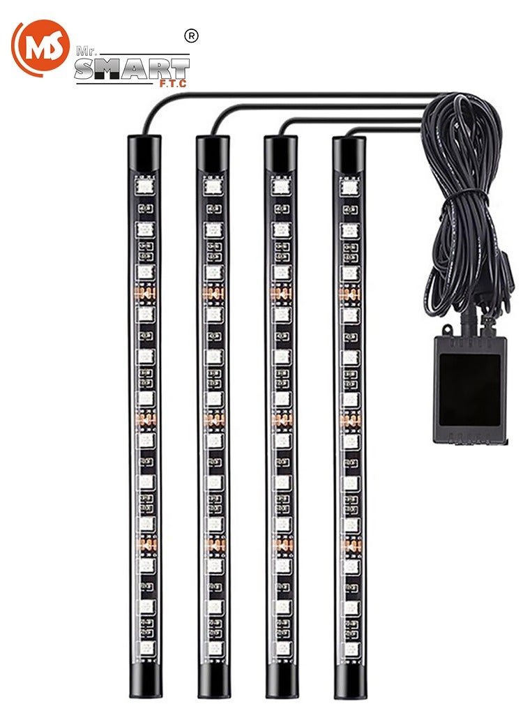 مستر سمارت شريط إضاءة LED داخلي للسيارة من Mr Smart، مجموعة إضاءة محيطية RGB متزامنة مع الموسيقى، مزودة بجهاز تحكم عن بعد، تعمل عبر USB، 4 شرائط - Image 1