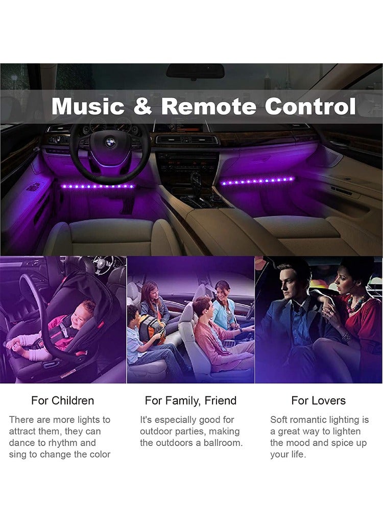 مستر سمارت شريط إضاءة LED داخلي للسيارة من Mr Smart، مجموعة إضاءة محيطية RGB متزامنة مع الموسيقى، مزودة بجهاز تحكم عن بعد، تعمل عبر USB، 4 شرائط - Image 3