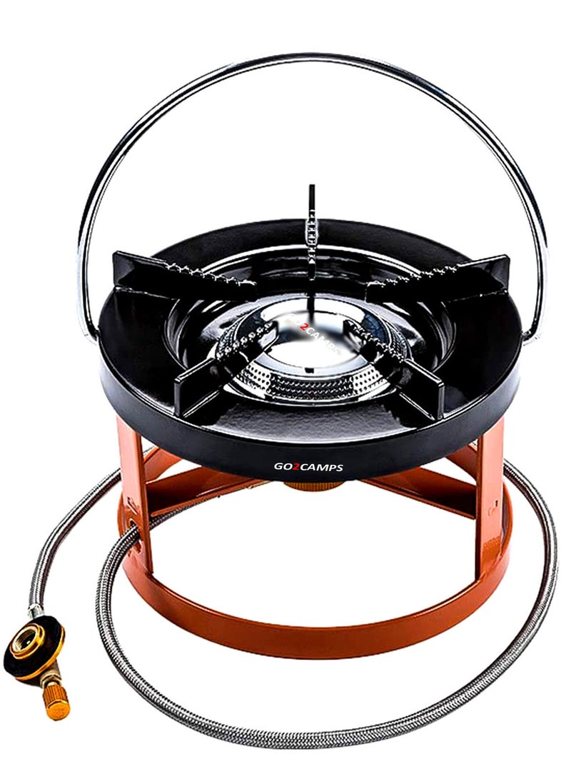 GO2CAMPS Outdoor Camping Stoves Split Type | Butane Camping Stoves Flat Gases Tanks Heads Furnace-Screw Type Gas Portable Picnic Stoves with Adaptor | Split Gases Stoves 1 Mtr Hose with Connector - Image 1