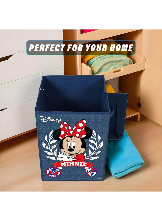 Kuber Industries Disney Minnie Print Foldable Laundry Basket|Clothes Storage Basket With Handle & Lid,60 Ltr.(Navy Blue) - Image 4