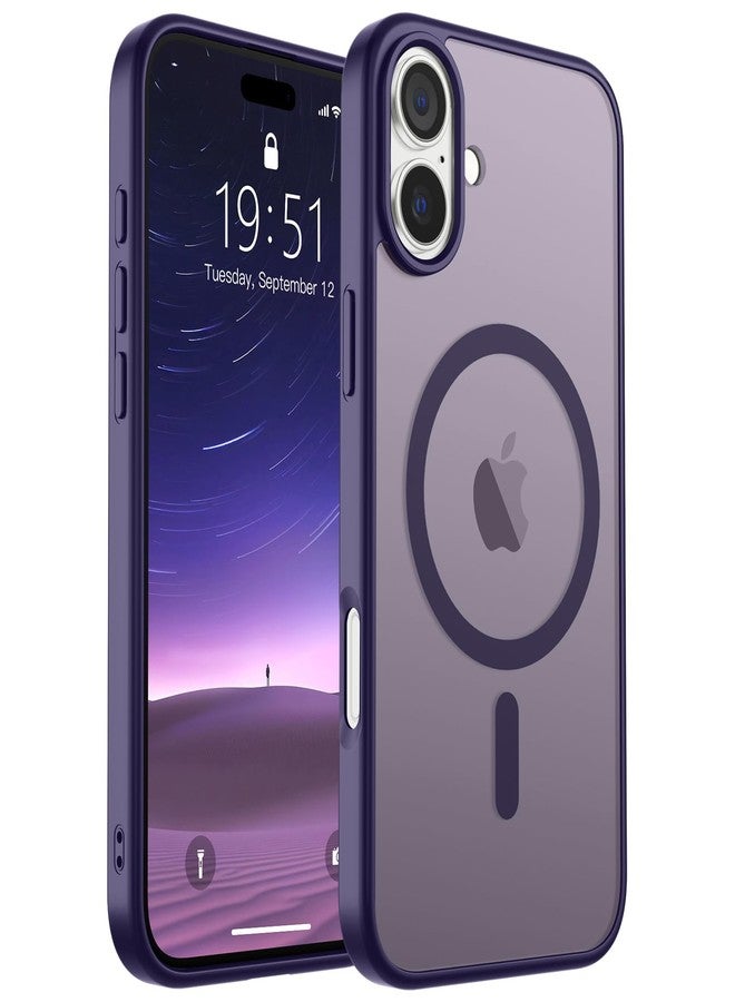 استلق جراب SUPFINE المغناطيسي لهاتف iPhone 16 Plus (متوافق مع MagSafe) (حماية فائقة ضد السقوط بمعايير عسكرية) جراب نحيف شفاف غير لامع مقاوم للصدمات ومضاد لبصمات الأصابع، لون بنفسجي داكن - Image 1