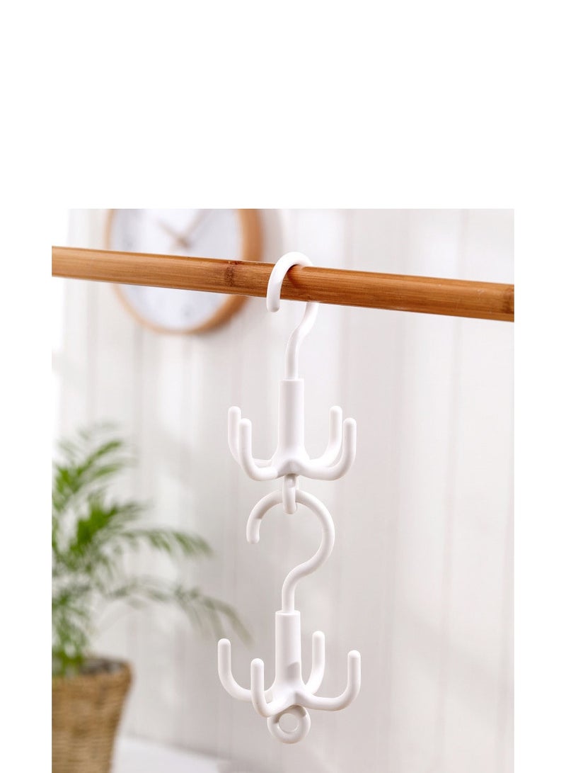 HOMESTAR White 4-Claw Rotating Hook | No-Drill Multi-Hook Hanger | 360° Swivel Design | ABS Rustproof Plastic | 5KG Weight Capacity | For Bags/Ties/Scarves | Non-Slip Secure Grip | Over Door & Wall Mount | Modern Minimalist Style - Image 3